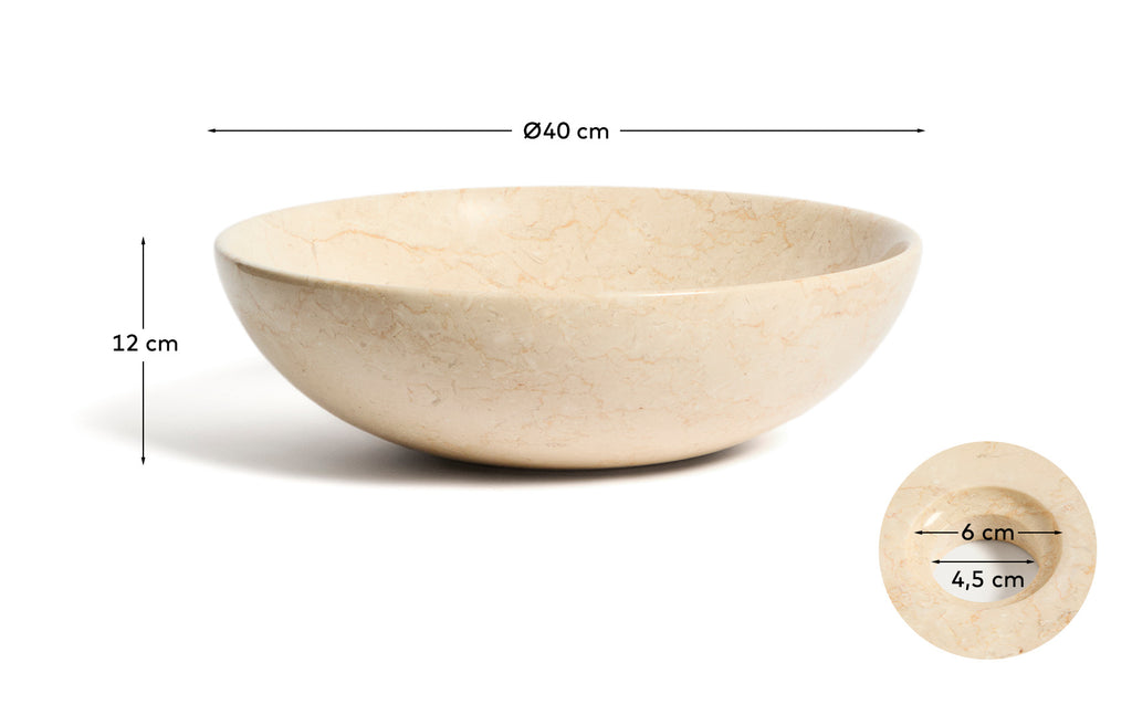 Lavabo encimera Darnen de mármol beige Ø 40 cm