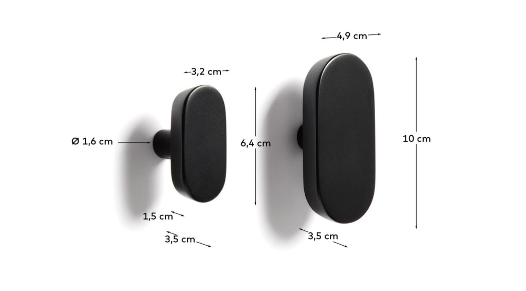 Set Arely de 2 penjadors de fusta massissa de faig amb acabat lacat negre 6,5 cm / 10 cm