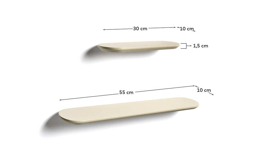 Set Arely de 2 prestatges de MDF amb acabat lacat beix 35 cm / 55 cm