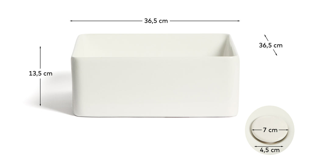 Pica de lavabo Ovara de ceràmica blanca esmaltada 36,5 x 36,5 cm