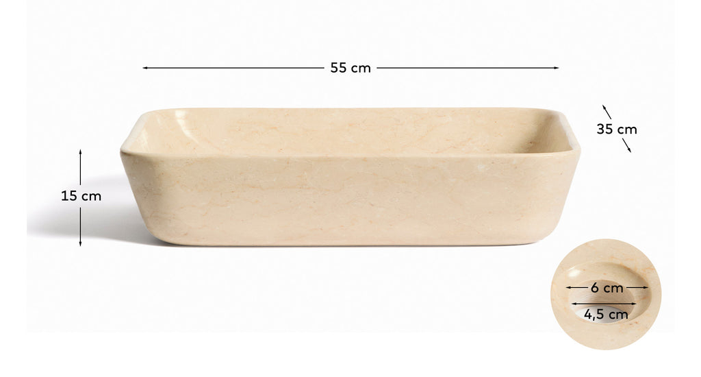Vasque à poser en marbre beige Darnen 55 x 35 cm