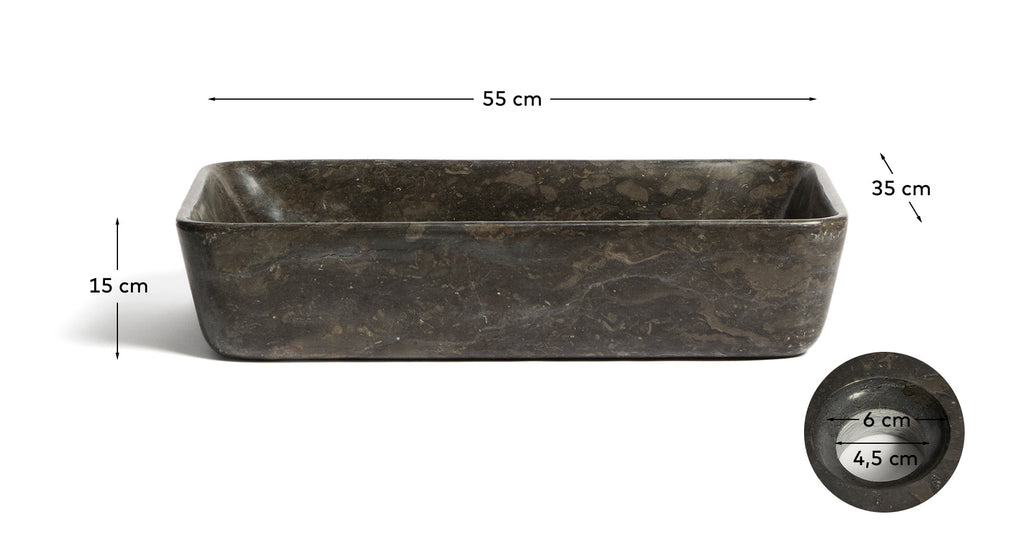 Vasque à poser Darnen en marbre gris 55 x 35 cm