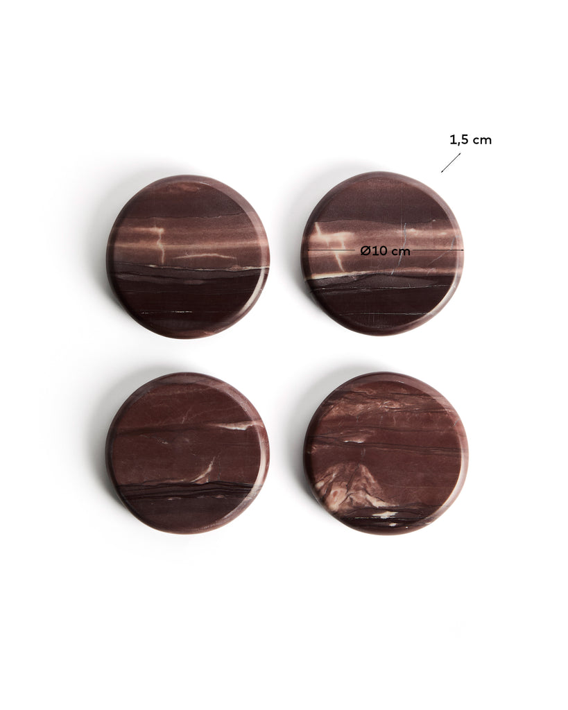 Set Meran de 4 posavasos de mármol burdeos