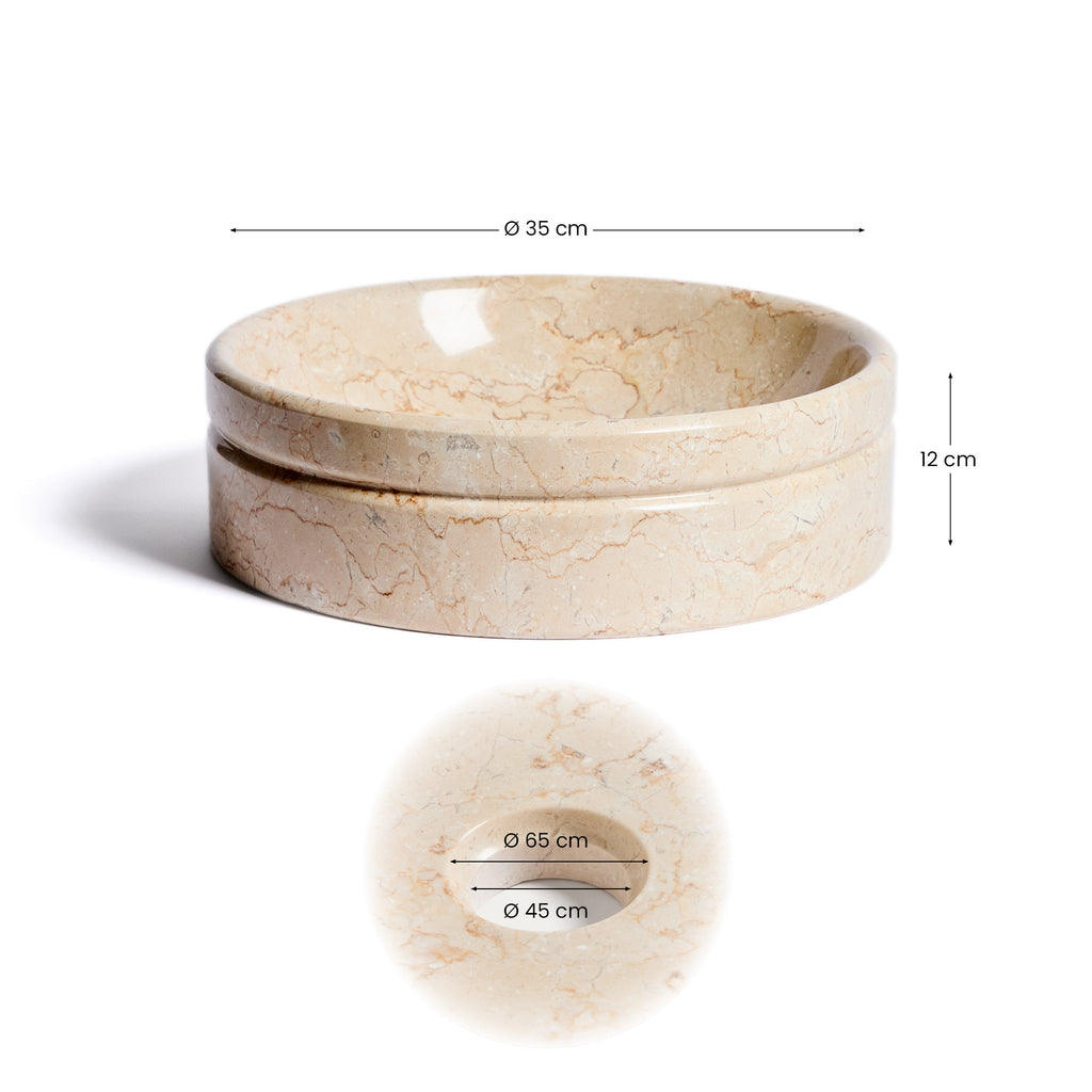 Lavabo encimera Dalven de mármol beige Ø 35 cm