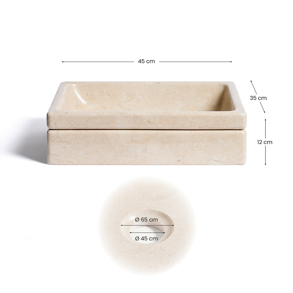 Lavabo encimera Dalven de mármol beige 35 x 45 cm