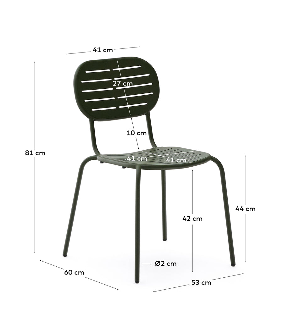 Silla apilable de exterior Brai de acero galvanizado verde