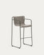 Tabouret Maurina en acier galvanisé vert et corde écrue et grise 74,5 cm