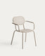 Chaise empilable d’extérieur Brai avec accoudoirs en acier galvanisé taupe