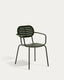 Chaise empilable d’extérieur Brai avec accoudoirs en acier galvanisé vert