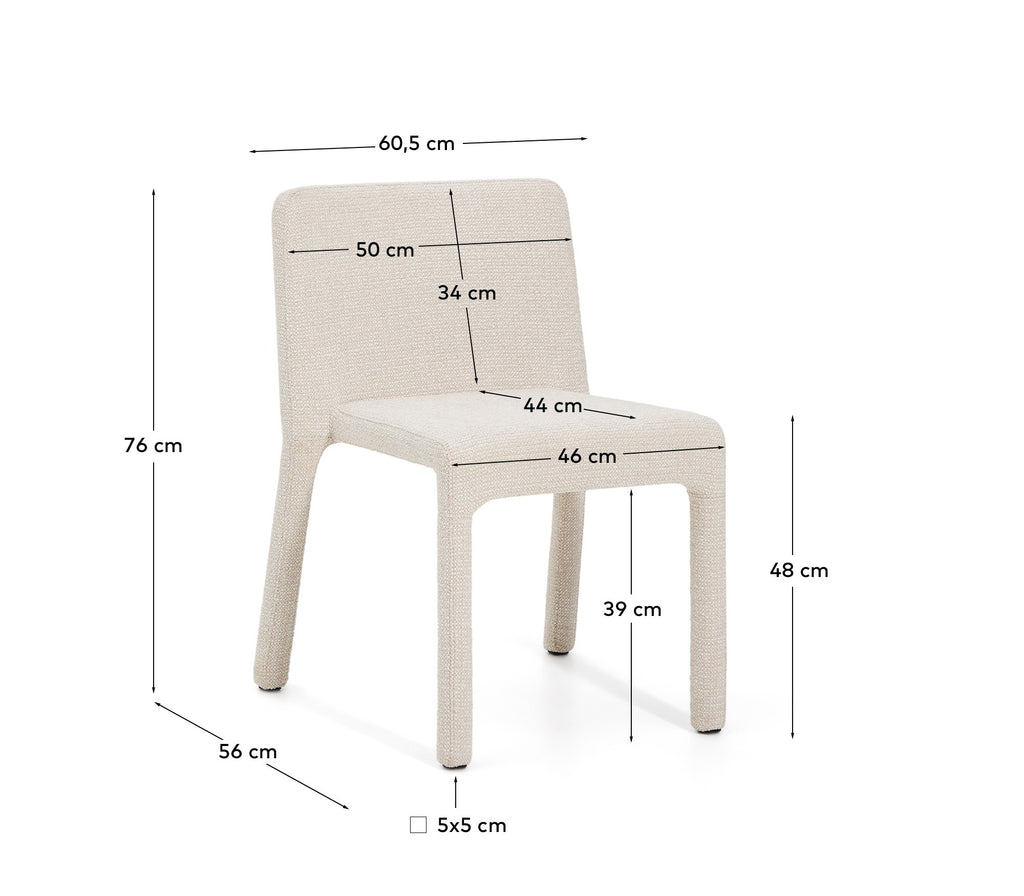 Chaise empilable Loria en chenille beige FSC 100%