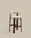 Tabouret Granite en tissu chenille beige et bois de frêne avec finition ton noyer FSC 100 % 75 cm
