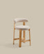 Tabouret Granite en tissu chenille beige et bois de frêne avec finition ton naturel FSC 100 % 65 cm