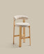 Tabouret Granite en tissu chenille beige et bois de frêne avec finition ton naturel FSC 100 % 75 cm
