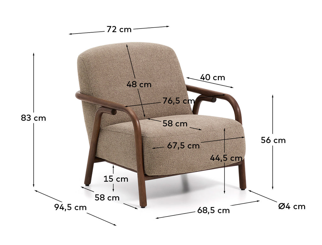 Butaca Sylo de pana topo i fusta massissa de freixe amb acabat to noguera FSC 100%