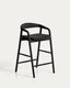 Tabouret Derile en bois de chêne avec finition noire et corde en papier noire FSC Mix Credit 65 cm