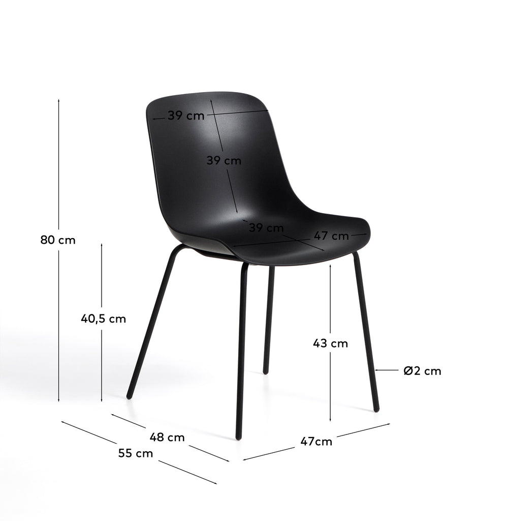 Cadira Altea negra i potes d’acer amb acabat negre