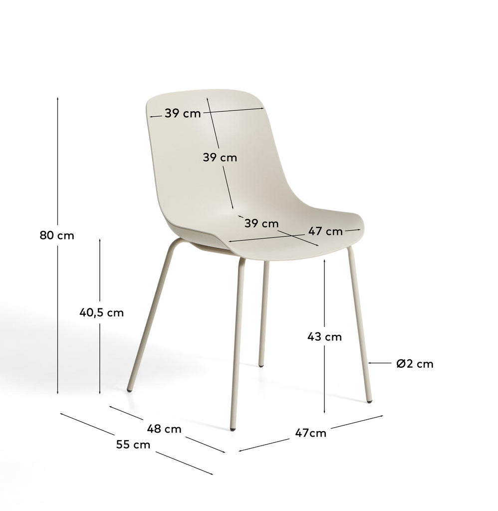 Cadira Altea beix i potes d’acer amb acabat beix
