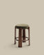 Tabouret Granite en tissu chenille verte et bois de frêne avec finition ton noyer FSC 100 % 65 cm