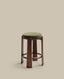 Tabouret Granite en tissu chenille verte et bois de frêne avec finition ton noyer FSC 100 % 75 cm
