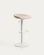 Tabouret Danua en chenille beige et acier blanc mat 68-89 cm FSC 100 %