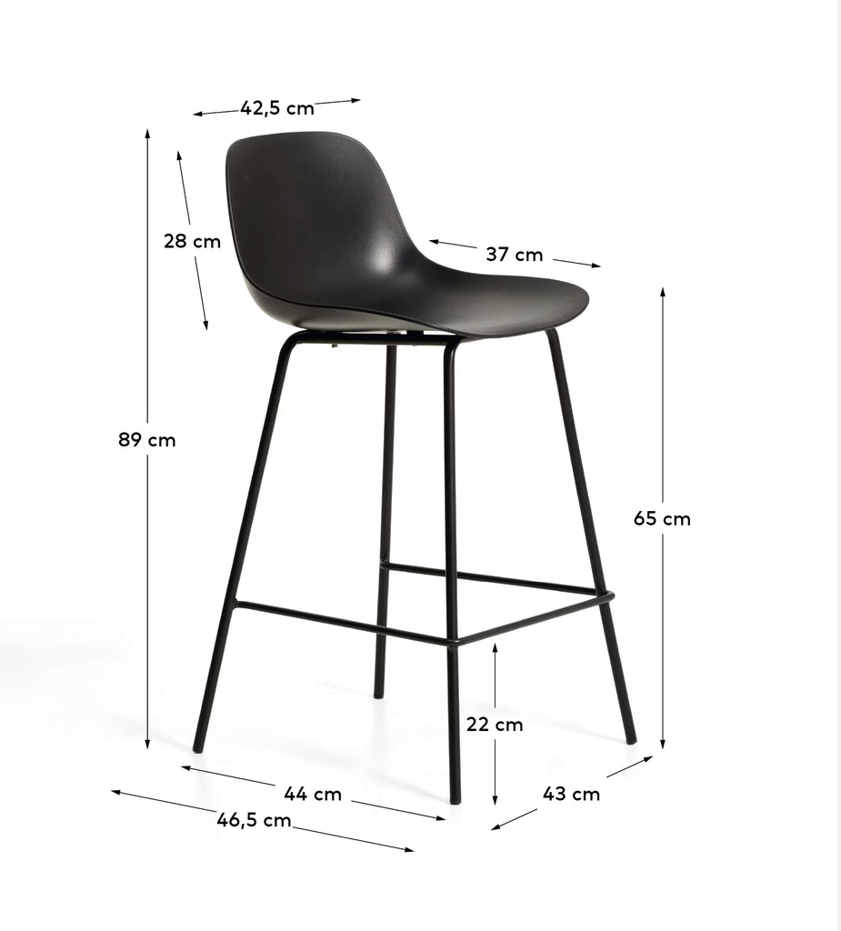 Tamboret Altea negre i potes d’acer amb acabat negre 65 cm