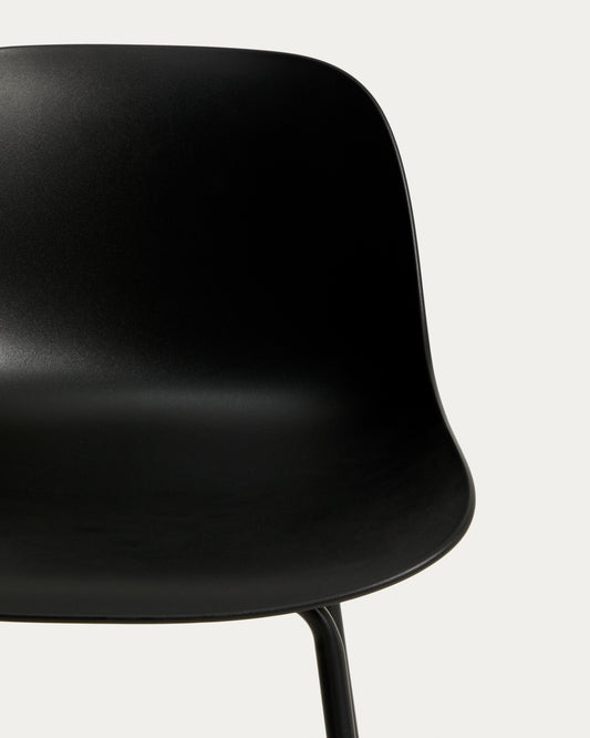 Tamboret Altea negre i potes d’acer amb acabat negre 65 cm