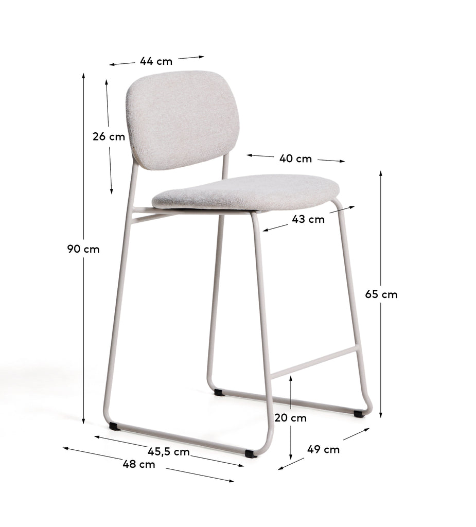 Tamboret apilable Meli de xenilla beix i potes de metall beix FSC Mix Credit 65 cm