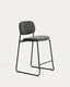 Tabouret empilable Meli en chenille grise et pieds en métal gris FSC Mix Credit 65 cm