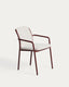Chaise empilable d’extérieur Linosa en aluminium grenat avec coussin beige