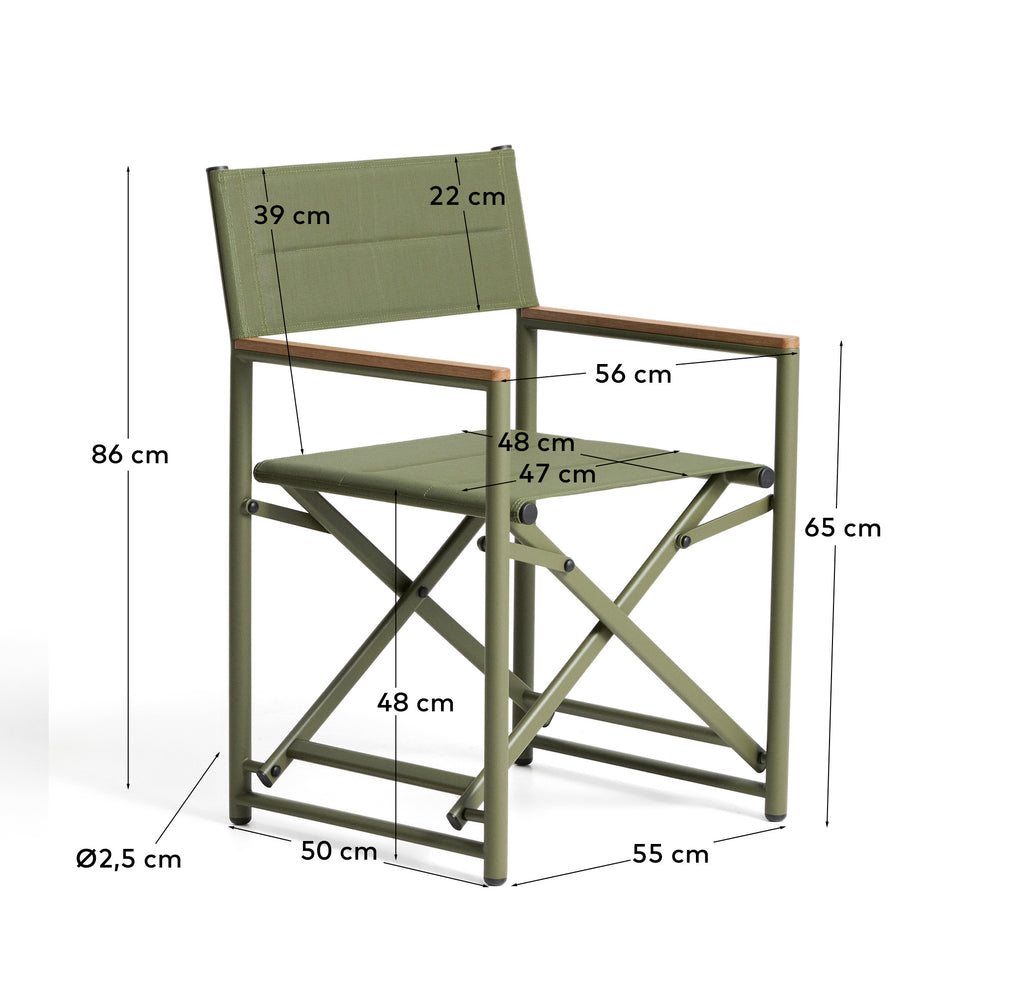 Chaise pliable d’extérieur Tisno en aluminium vert et textilène vert