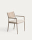 Chaise empilable d’extérieur Argasi en aluminium taupe et corde synthétique beige