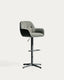 Tabouret pivotant Dorina en chenille verte avec pieds en acier finition verte