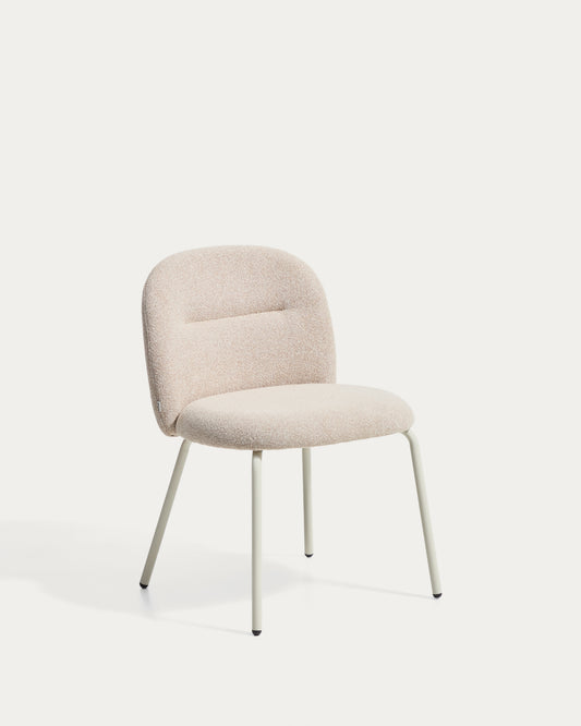 Silla Arino de chenilla beige y patas de metal beige FSC 100%