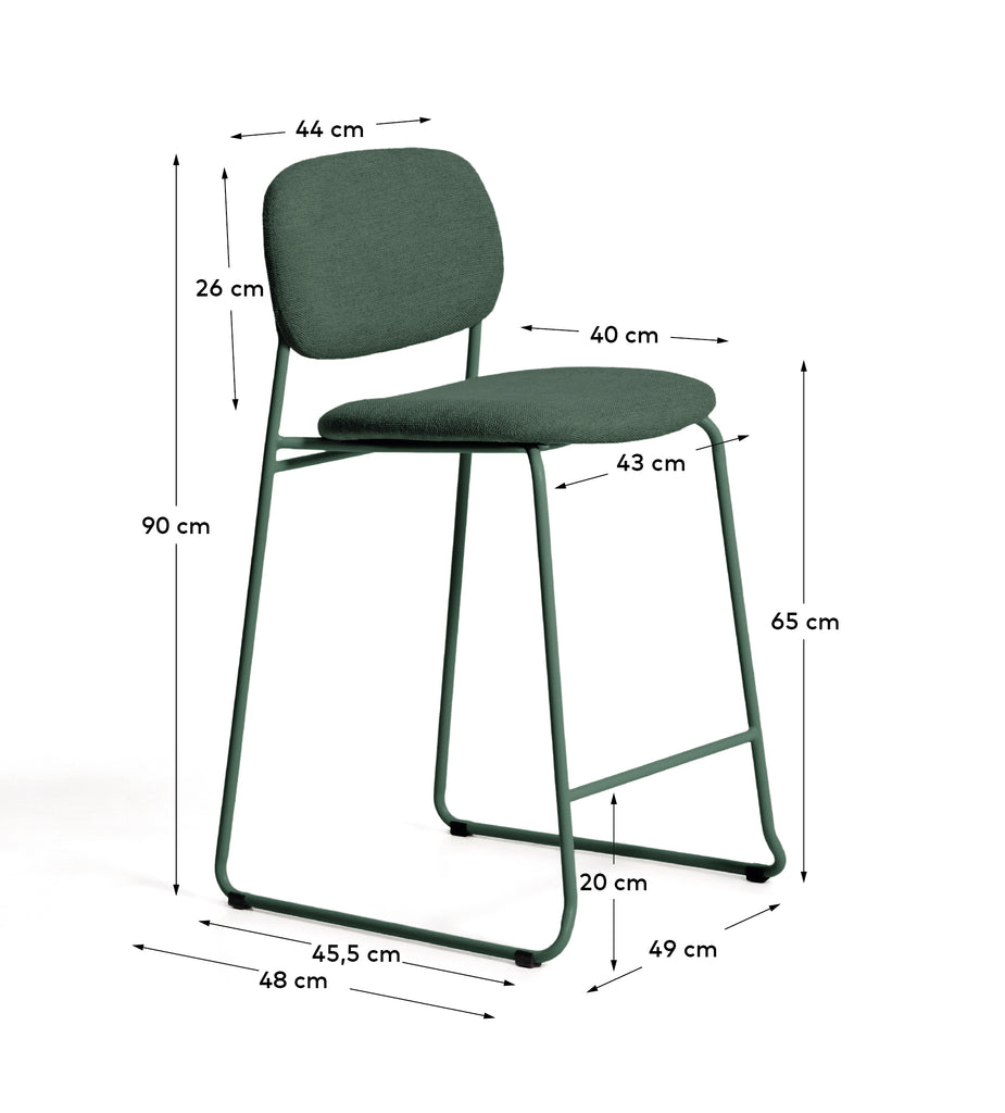 Tamboret apilable Meli de xenilla verda i potes de metall verd FSC Mix Credit 65 cm