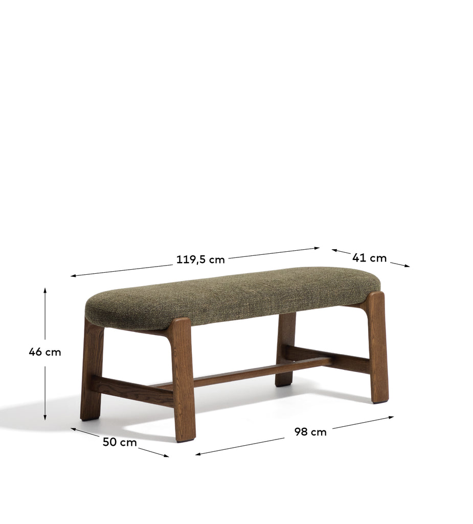 Banc Granite de xenilla verda i fusta massissa de freixe amb acabat noguera de 120 cm FSC™ 100%