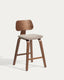 Tabouret Gena en placage noyer et chenille marron 65cm