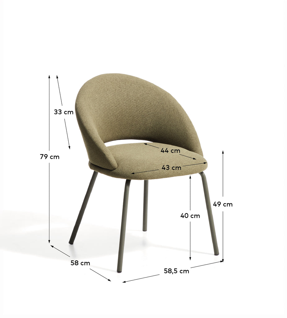 Cadira Bonali de xenilla verda i potes de metall verd FSC Mix Credit