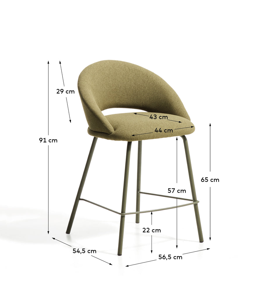 Tamboret Bonali de xenilla verda i potes de metall verd FSC Mix Credit 65 cm