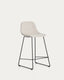 Tabouret Zahara en chenille beige avec pieds en acier finition noire 65 cm FSC 100 %