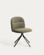 Chaise pivotante Arino en chenille verte et pieds en métal vert