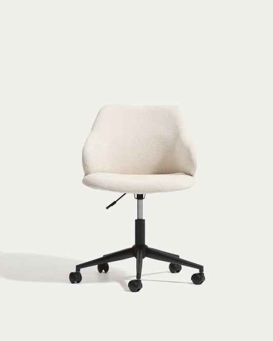 Silla d'escriptori Einara de xenilla beix i potes d'acer negre