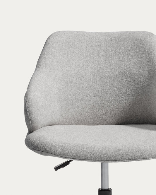 Silla de escritorio Einara chenilla gris y patas de acero negro