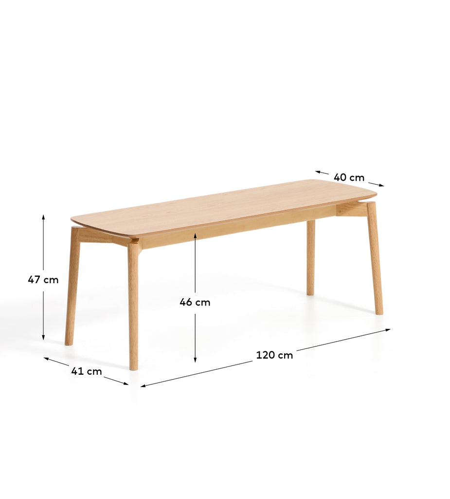 Banc Evera de xapa de roure amb acabat en to natural 122 cm