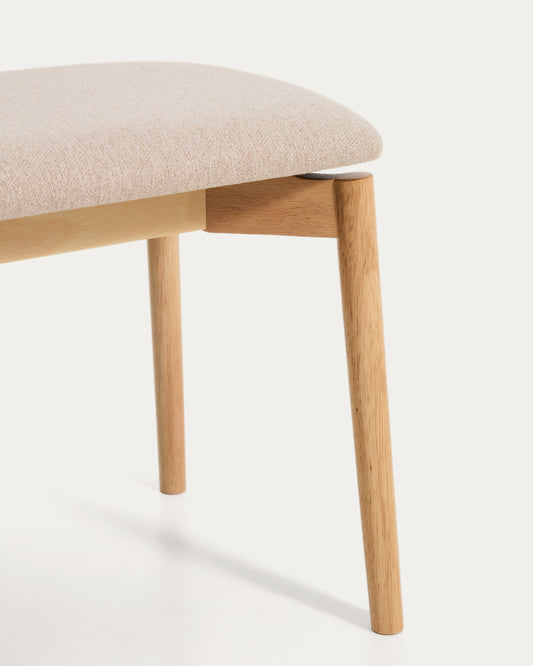 Banc Evera en placage de chêne avec finition ton naturel et chenille beige 122 cm
