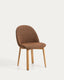 Chaise Meila en chenille terracotta et pieds en bois de frêne avec finition ton naturel 