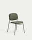 Silla apilable Meli de chenilla verde y patas de metal verde FSC Mix Credit