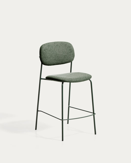 Tamboret apilable Meli de xenilla verda i potes de metall verd FSC Mix Credit 65 cm