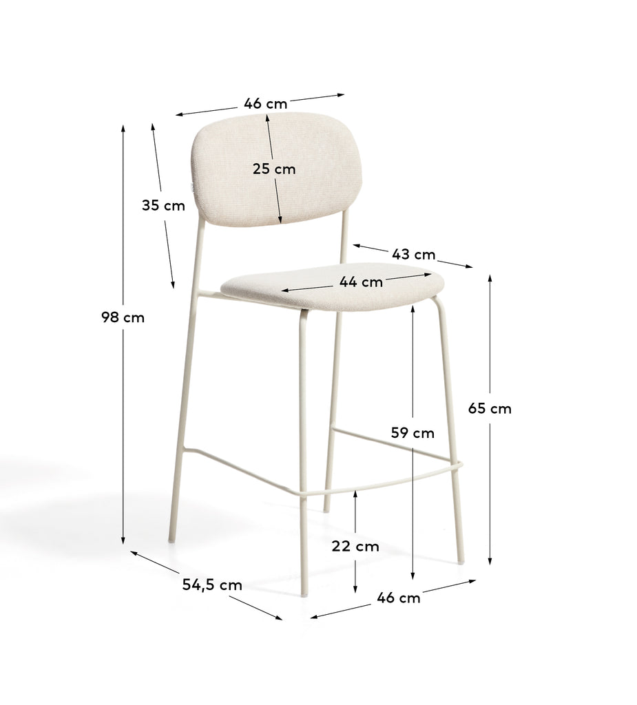 Tamboret apilable Meli de xenilla beix i potes de metall beix FSC Mix Credit 65 cm