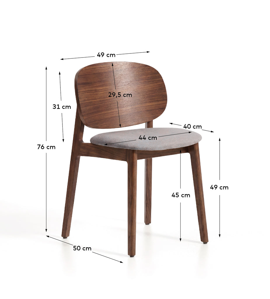 Chaise Ludara en placage de chêne avec finition noyer et chenille marron 