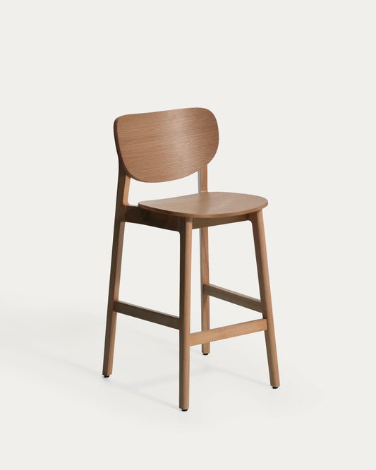 Tabouret Ludara en placage de chêne avec finition noyer 65 cm